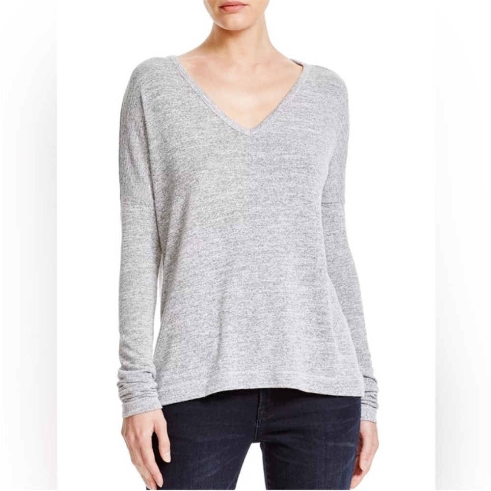Women’s Rag & Bone Grey Black Marled VNeck Lightweight Casual Sweater Top XS